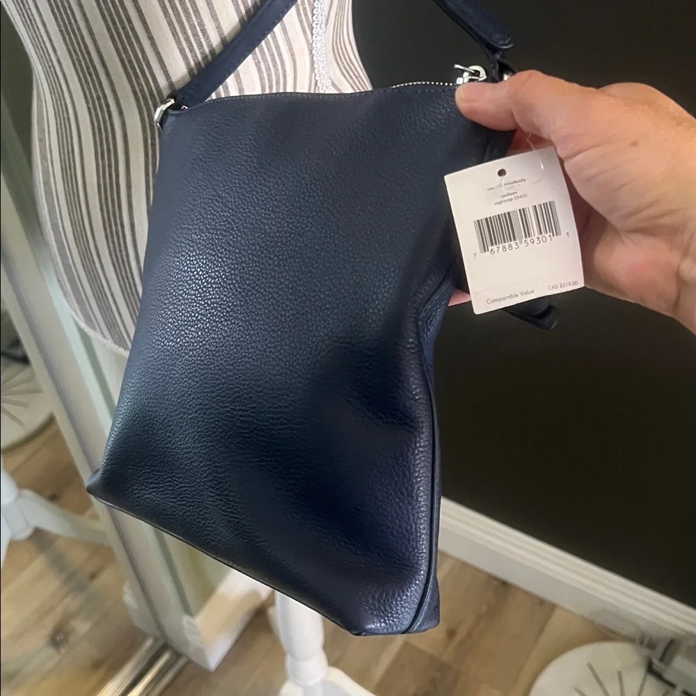 🛑 1 hour sale. NWT. Kate Spade, Blue Leather Crossbody Bag, silver tone hardware - Picture 5 of 9